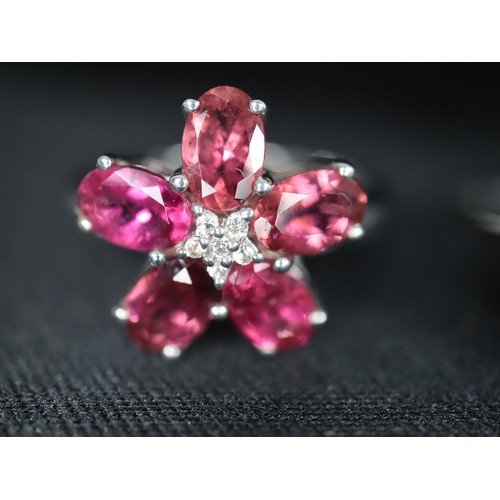59 - Red Spinel & Diamond 9 White Gold Ring Atgw 1.47cts Size N to O , Malagasy Ruby & Diamond 9K White G... 