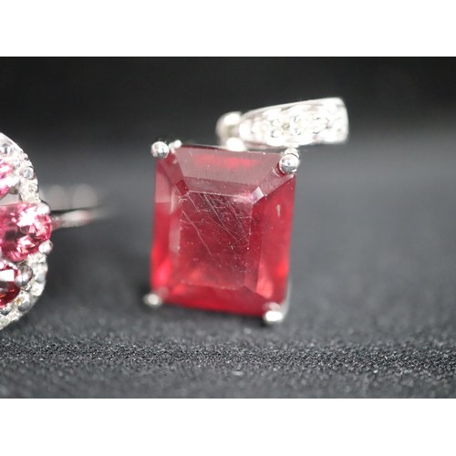 59 - Red Spinel & Diamond 9 White Gold Ring Atgw 1.47cts Size N to O , Malagasy Ruby & Diamond 9K White G... 