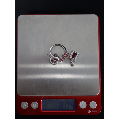 59 - Red Spinel & Diamond 9 White Gold Ring Atgw 1.47cts Size N to O , Malagasy Ruby & Diamond 9K White G... 