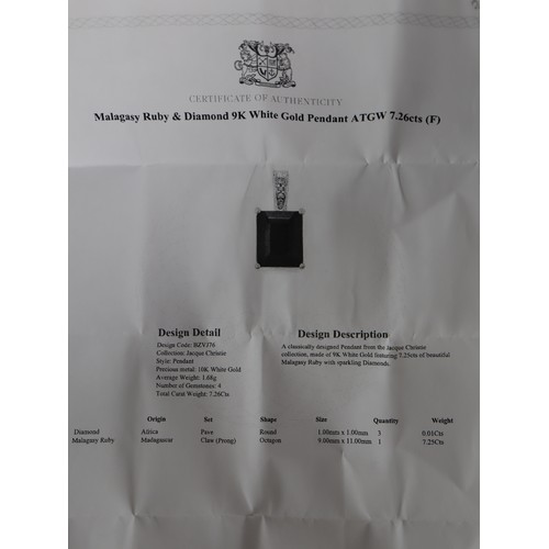 59 - Red Spinel & Diamond 9 White Gold Ring Atgw 1.47cts Size N to O , Malagasy Ruby & Diamond 9K White G... 