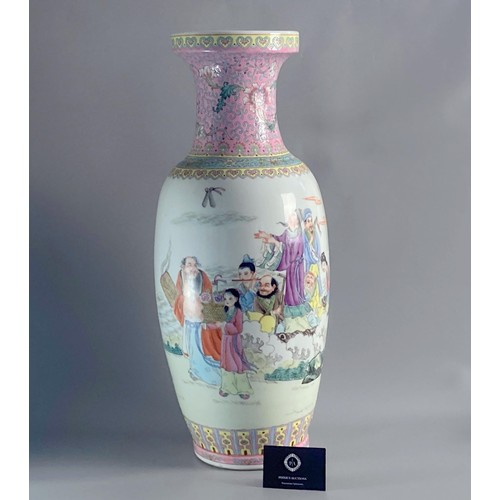 142 - Large Chinese mid-century porcelain hand painted vase. Beautifully painted scenes of the 8 Immortals... 