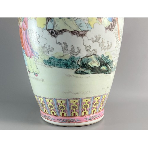 142 - Large Chinese mid-century porcelain hand painted vase. Beautifully painted scenes of the 8 Immortals... 