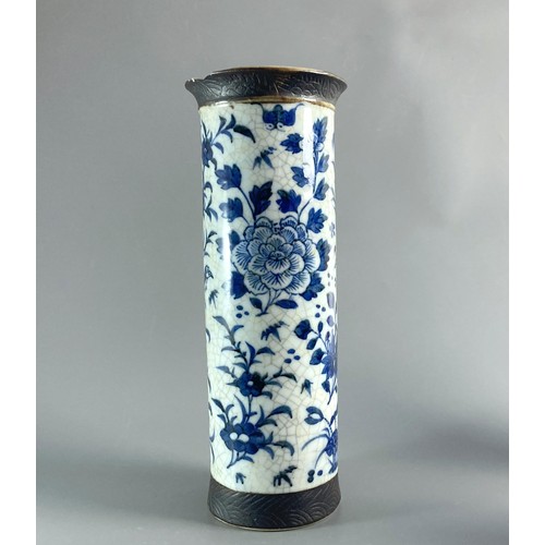 143 - 19th-century Chinese porcelain vase collection. Crackle glaze ground with blue & white Flora & birds... 