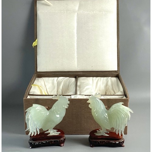 32 - Pair of Chinese boxed Nephrite jade carved Roosters. With original box and carved wooden stands.
12 ... 