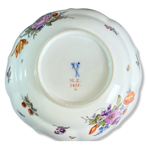 79 - Meissen hand painted porcelain floral decorated bowl.
Factory second. Decorated with sprays of colou... 