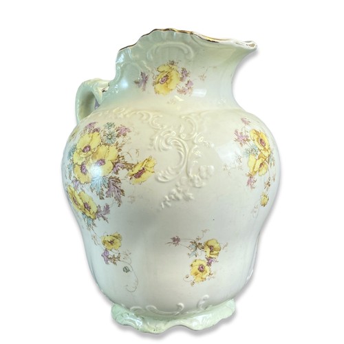 80 - Large Victorian Bishop & Stonier wash Jug.  Decorated with sprays of floral sprays with stylised rel... 