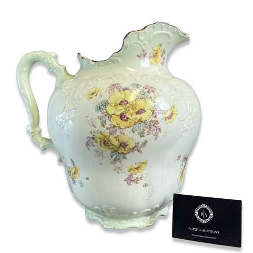 80 - Large Victorian Bishop & Stonier wash Jug.  Decorated with sprays of floral sprays with stylised rel... 