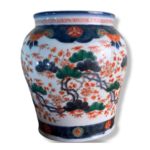 212 - Japanese Fukagawa Imari porcelain vase. hand-painted with blossoming outcrops. Marked to base.
17vm ... 