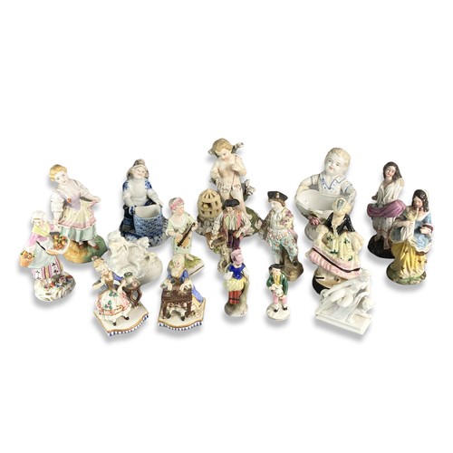 82 - Collection of antique German porcelain figures including Sitzendorf, and others.
Tallest - 14cm