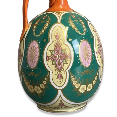 88 - 19th-century Christopher Dresser? for Minton Ewers. Stylised gilded designs on a green ground, with ... 