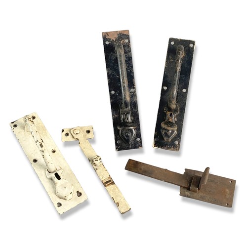 255 - Collection of painted metal gate latches.