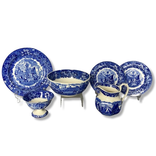 92 - Collection of Wedgwood & George Jones blue & white transfer ware. Includes 30 pieces of Wedgwood flo... 