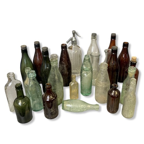 52 - Large collection of antique & vintage glass bottles. Including local West country interest.