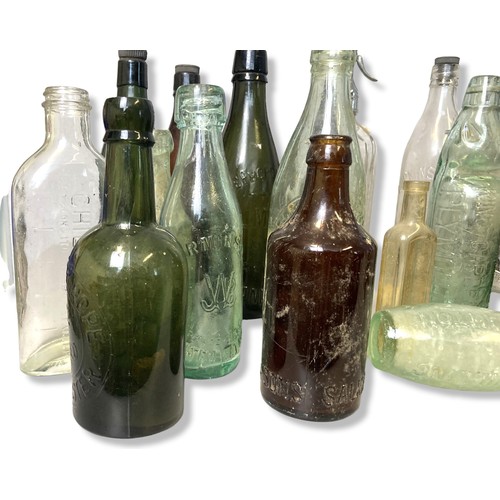 52 - Large collection of antique & vintage glass bottles. Including local West country interest.