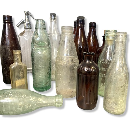 52 - Large collection of antique & vintage glass bottles. Including local West country interest.