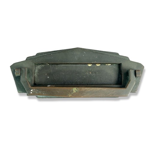 197 - Collection of antique letterboxes & handles. Includes three letterboxes including an Art Deco bronze... 