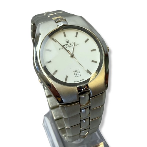 20 - Quality Rolex Oyster Perpetual Imitation men's wristwatch. Quality movement. Clean white Dial with s... 