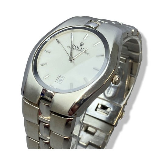 20 - Quality Rolex Oyster Perpetual Imitation men's wristwatch. Quality movement. Clean white Dial with s... 