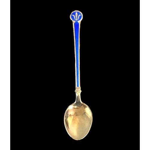 1 - Set of six David Andersen Silver gilt Guilloche enamel Spoons.