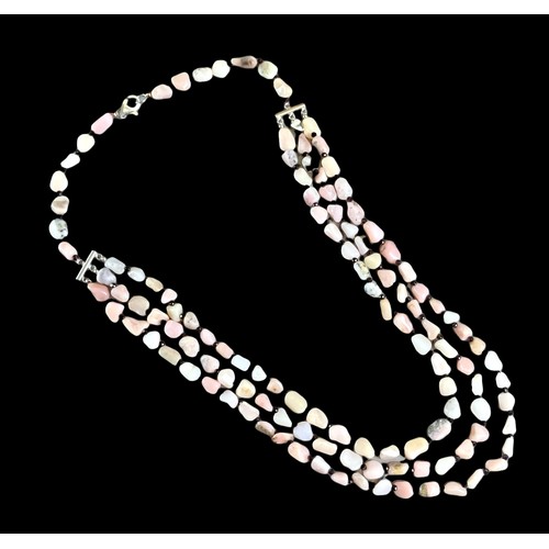 21 - Gemporia Peruvian Pink Opal & Black Spinel Silver necklace. With certificate.