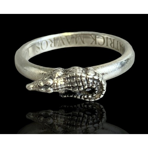 22 - Patrick mavros (Zimbabwe) Silver crocodile ring.