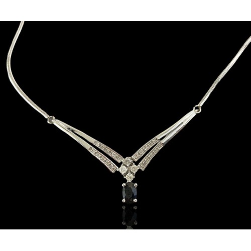 5 - 9 carat white Gold, Diamond & Sapphire Necklace.