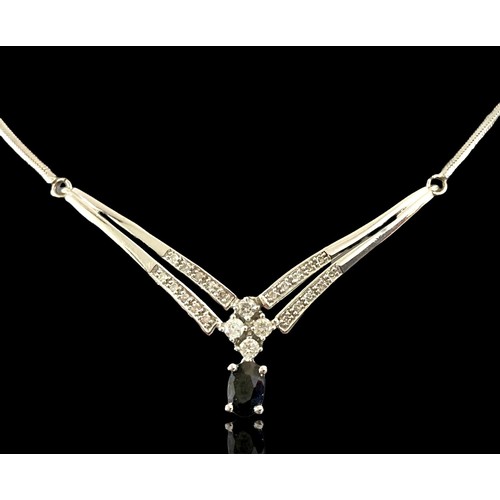 5 - 9 carat white Gold, Diamond & Sapphire Necklace.