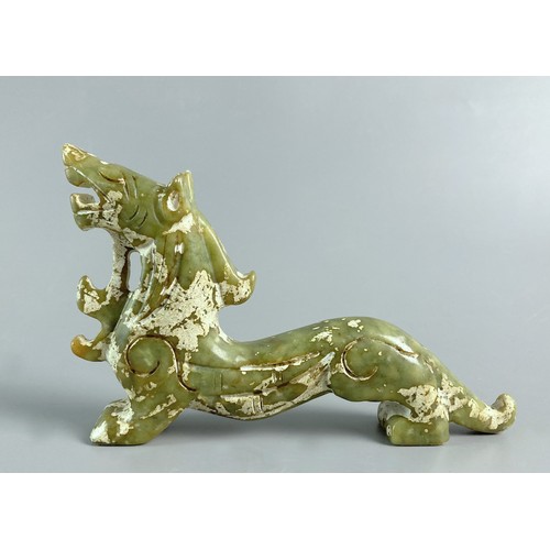 35 - Two Chinese Jade/hardstone carved Dragon & Bird of prey.
Dragon measures 14cm long.