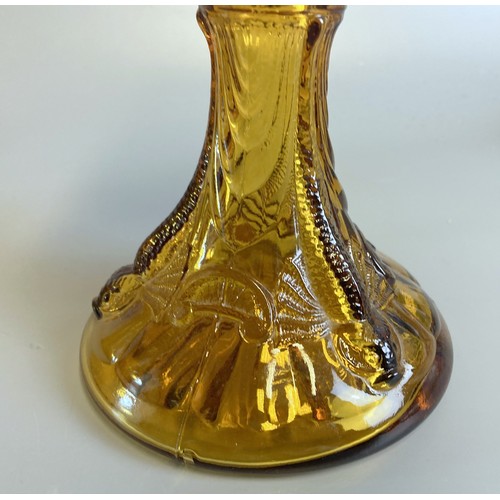 56 - Antique Amber glass Oil lamp with large Amber glass Jug & vase.
Tallest - 40cm tall