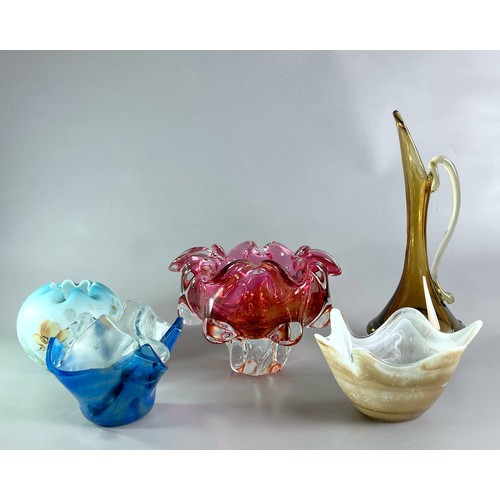 59 - A Collection of coloured glass vases including Murano.