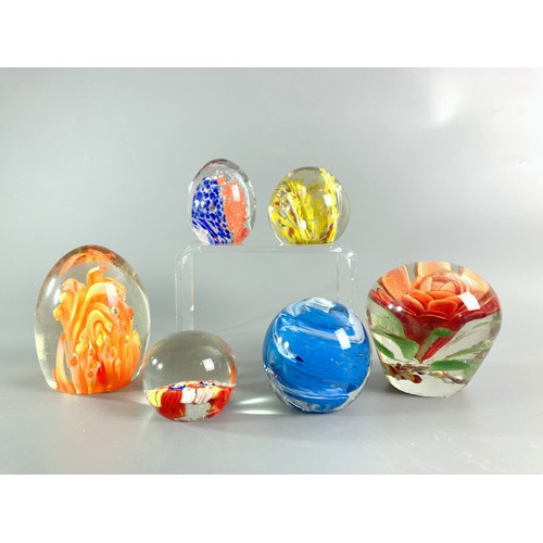 60 - Six vintage glass Paperweights including Cornish Liskeard glass.