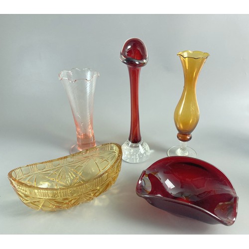 62 - A Collection of various vintage coloured Art glass.