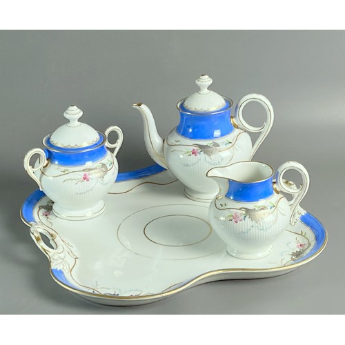 97 - Paris porcelain hand painted tea set with tray.