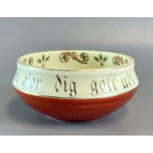 102 - A Scarce Porsgrund (Norway) porcelain small Ale / procession bowl. With Norwegian Lion to central we... 