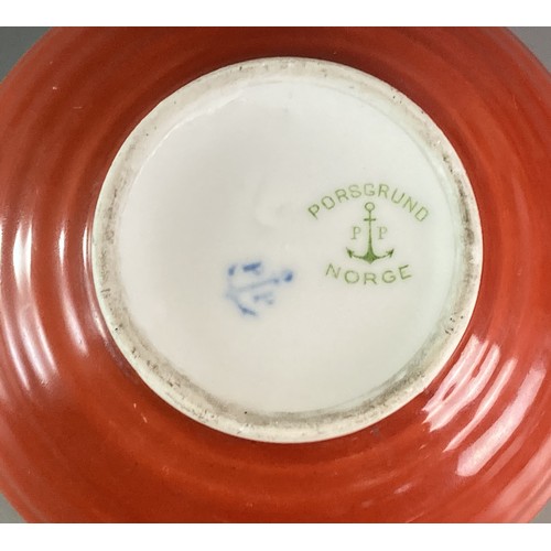 102 - A Scarce Porsgrund (Norway) porcelain small Ale / procession bowl. With Norwegian Lion to central we... 