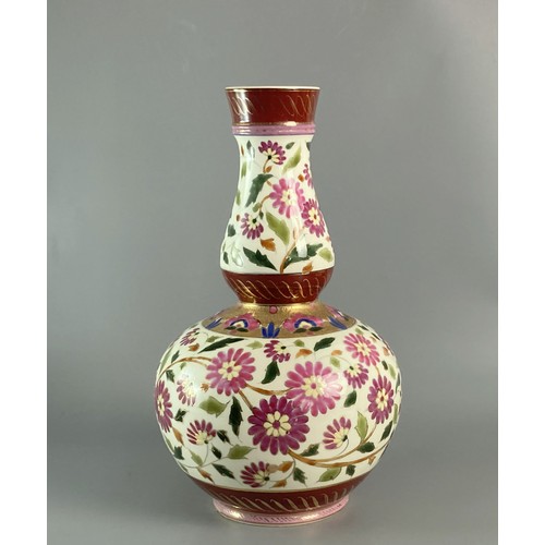 109 - Austrian Josef Steidl Znaim porcelain large vase. hand painted enamels depicting blossoming flowers.... 