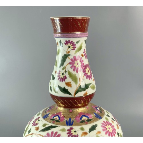 109 - Austrian Josef Steidl Znaim porcelain large vase. hand painted enamels depicting blossoming flowers.... 