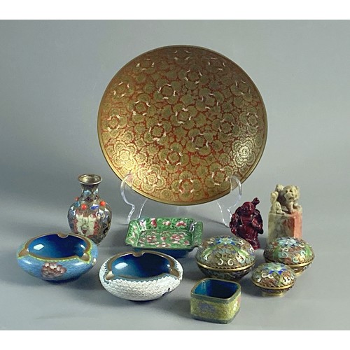 198 - Collection of Chinese Cloisonné, enamels & Seal.  Including various Cloisone objects, Soapstone seal... 