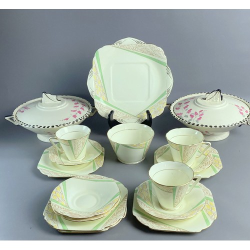 122 - Collection of Art Deco china to include Tureens & part tea set. Burgess & Leigh Tureens with Grafton... 