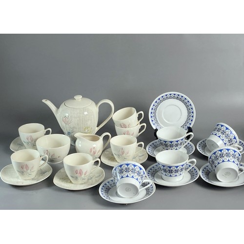 125 - Set of Five Upsalla Ekeby (Sweden) cups & saucers with J&G Meakin tea set.