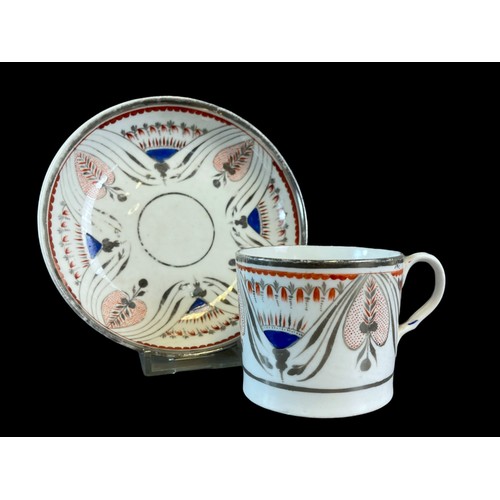 128 - A Collection of three Georgian English porcelain cups & saucers including a rare Thomas Wolfe patter... 