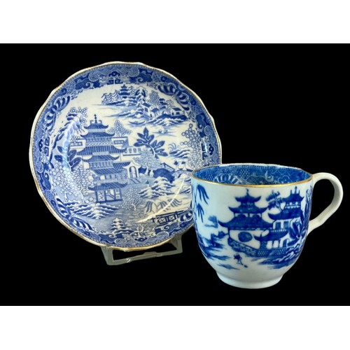 128 - A Collection of three Georgian English porcelain cups & saucers including a rare Thomas Wolfe patter... 