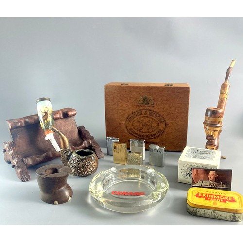 207 - Collection of Vintage Tobacciana including Pipes, Lighters, Ashtrays and more.