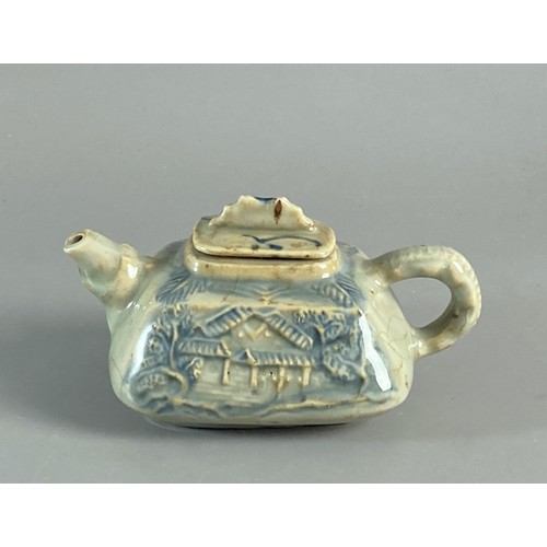 178 - Collection Chinese Celadon porcelain including Tea caddy bowl & Teapot. Iron red decorated flower pa... 