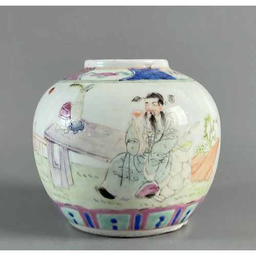 180 - Collection of antique Chinese porcelain to include Republic period box & ginger jar, 19th Century Fa... 