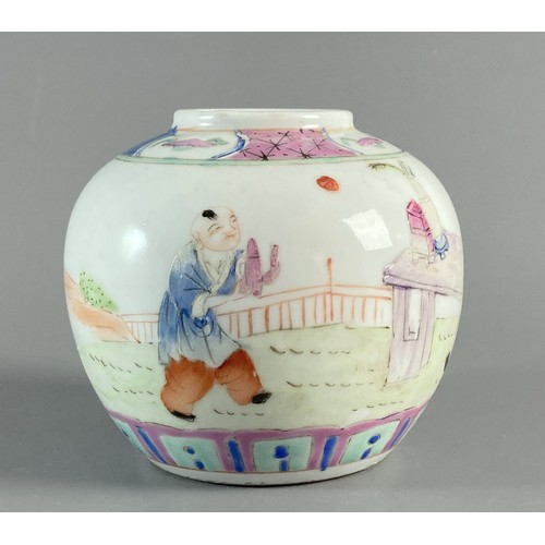 180 - Collection of antique Chinese porcelain to include Republic period box & ginger jar, 19th Century Fa... 