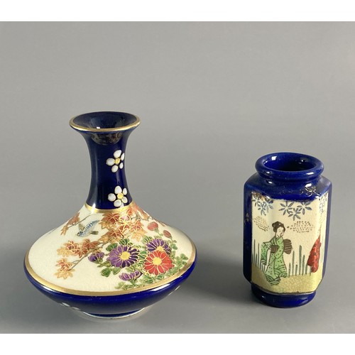 219 - Three Japanese Satsuma pottery miniature vases.Hand painted. Late Meiji / Taisho period. Including s... 