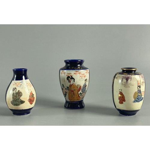 220 - Collection of Seven Japanese Satsuma miniature vases. Hand-painted. Late Meiji period / Taisho perio... 