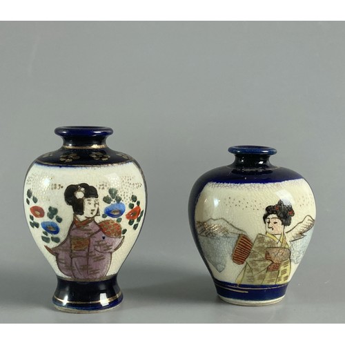 220 - Collection of Seven Japanese Satsuma miniature vases. Hand-painted. Late Meiji period / Taisho perio... 