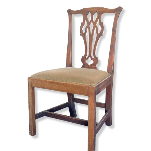 279 - Victorian / Edwardian carved Chippendale style chair. Re-covered seat.